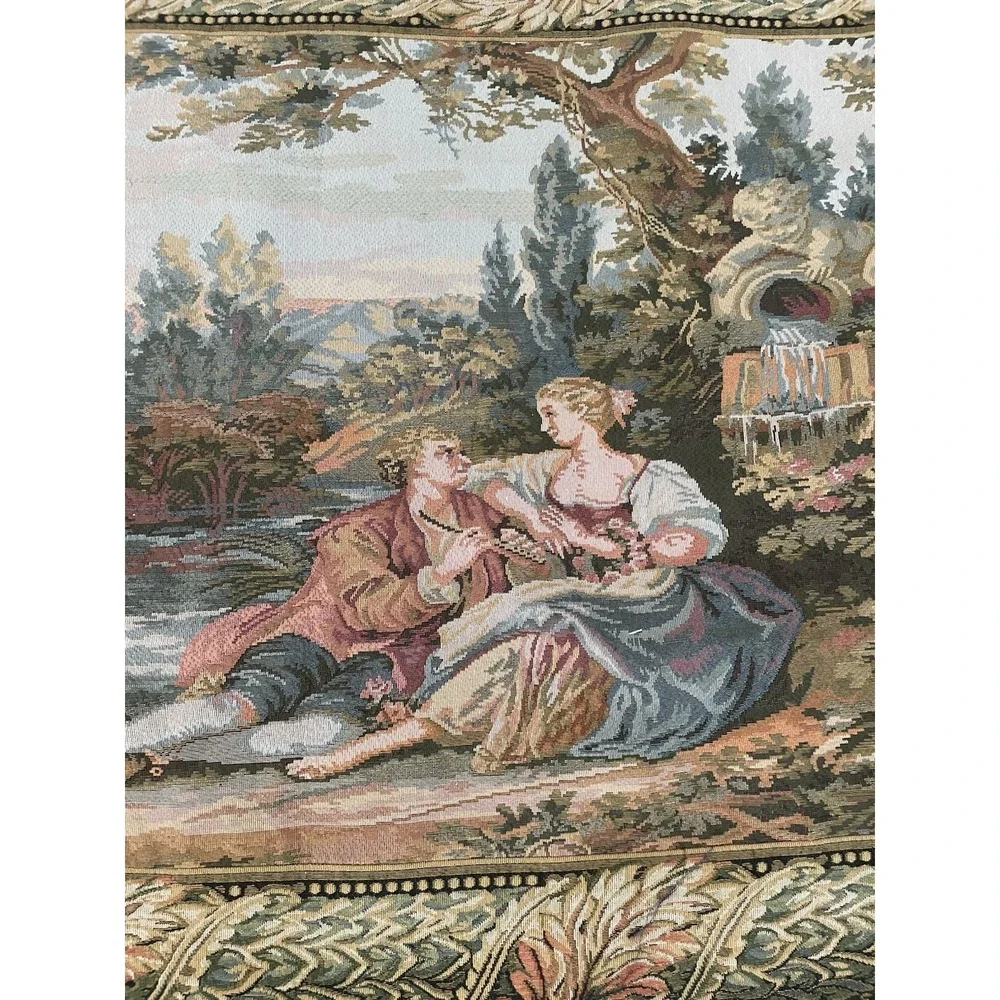 Vintage Woven French Tapestry Medeival‎ Pictorial Romantic Home Tapestry 3x4 ft